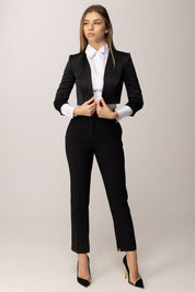 Elisabetta Franchi Pantaloni In Crêpe Leggero con Logo Charm
 PA16661E2 NERO