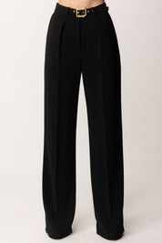 Elisabetta Franchi Pantaloni In Crepe con Cintura In Tinta PA09552E2 NERO