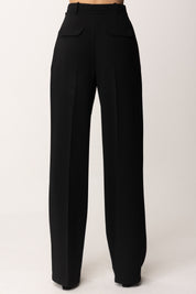 Elisabetta Franchi Pantaloni In Crepe con Cintura In Tinta PA09552E2 NERO
