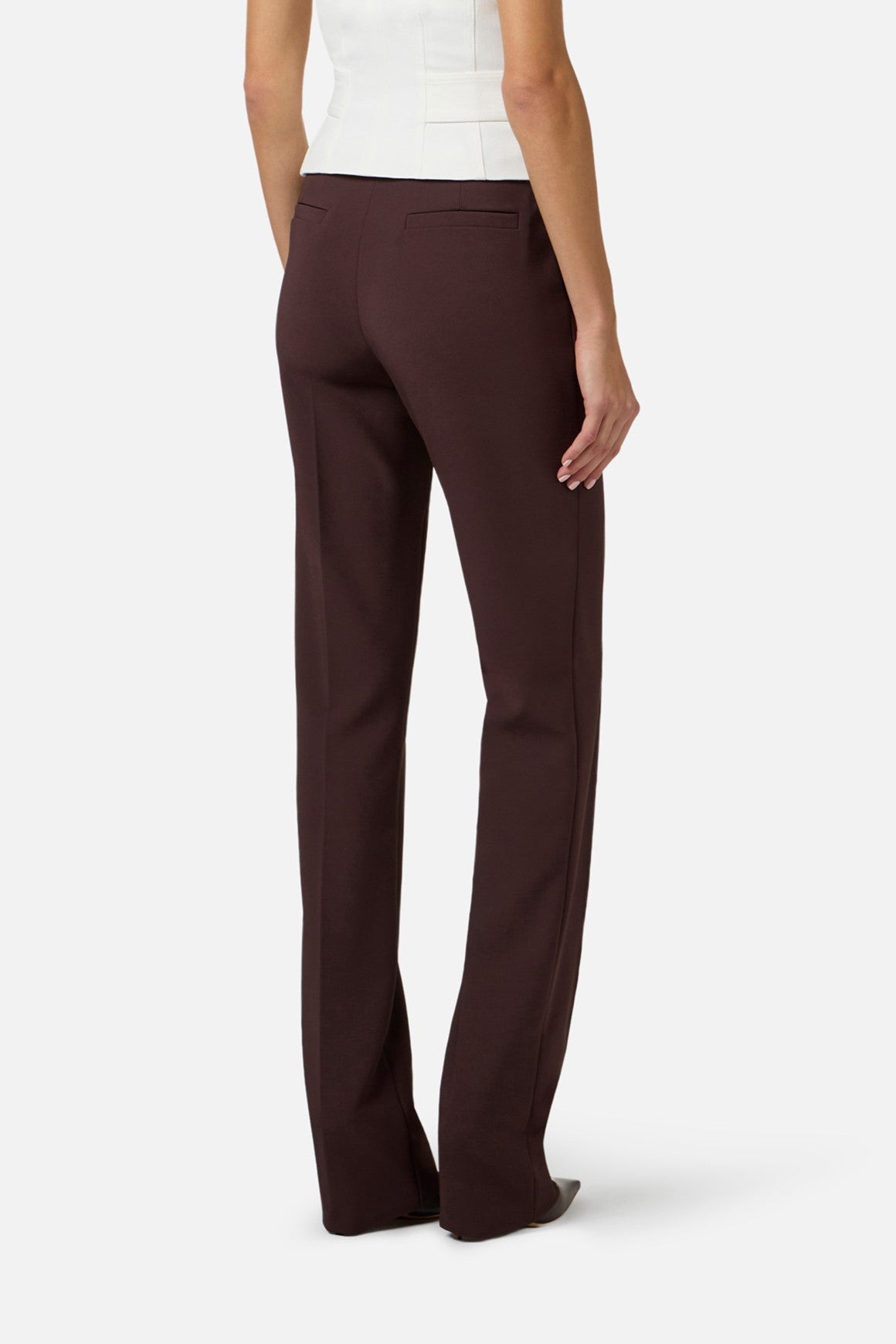 Elisabetta Franchi Pantaloni In Crêpe Leggero con Piping PA19163E2 CACAO