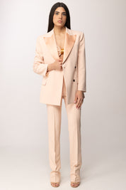 Elisabetta Franchi Pantaloni In Crêpe Leggero con Piping PA19163E2 NUDE