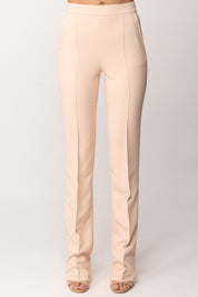 Elisabetta Franchi Pantaloni In Crêpe Leggero con Piping PA19163E2 NUDE