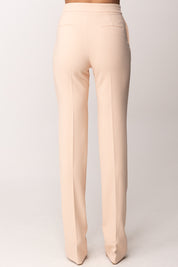 Elisabetta Franchi Pantaloni In Crêpe Leggero con Piping PA19163E2 NUDE