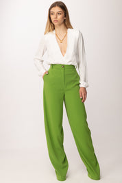 Elisabetta Franchi Pantaloni In Crêpe Leggero PA17861E2 ALOE