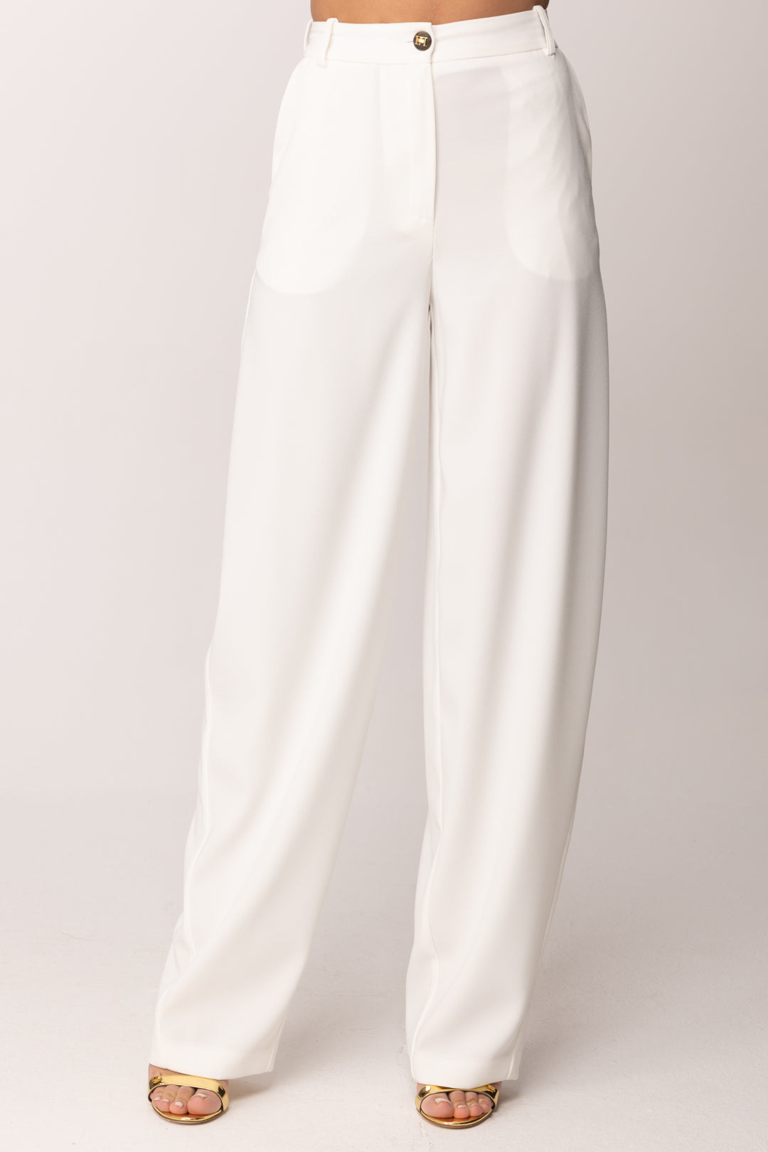 Elisabetta Franchi Pantaloni In Crêpe Leggero PA17861E2 AVORIO