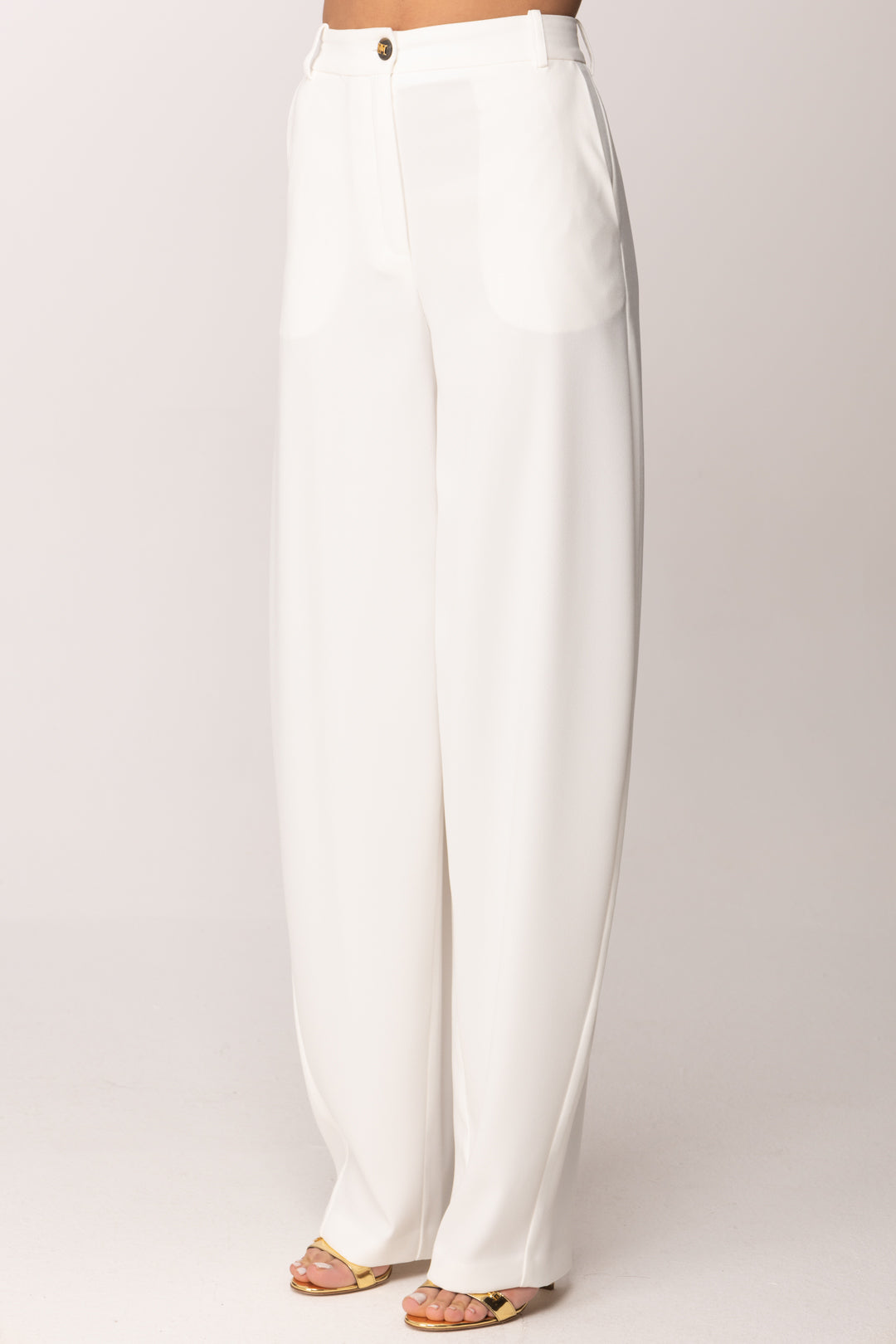 Elisabetta Franchi Pantaloni In Crêpe Leggero PA17861E2 AVORIO