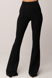Elisabetta Franchi Pantaloni In Doppio Crêpe Stretch con Charm Logo PA16961E2 NERO
