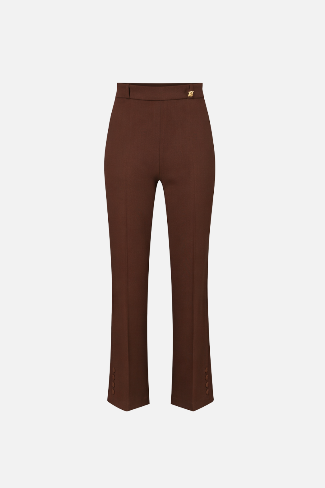 Elisabetta Franchi Pantaloni In Doppio Crêpe Stretch con Logo Charm PA16861E2 CACAO