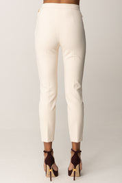 Elisabetta Franchi Pantaloni In Doppio Crepe con Pattine PA12056E2 MILK