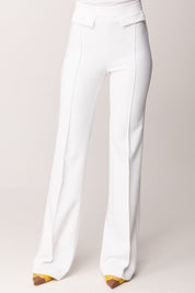 Elisabetta Franchi Pantaloni In Doppio Crepe con Piping e Patte PA17161E2 AVORIO