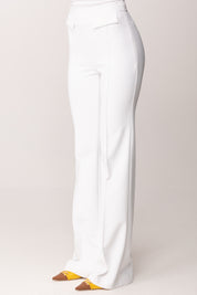 Elisabetta Franchi Pantaloni In Doppio Crepe con Piping e Patte PA17161E2 AVORIO