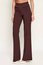 Elisabetta Franchi Pantaloni In Doppio Crepe con Piping e Patte PA17161E2 CACAO