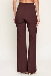 Elisabetta Franchi Pantaloni In Doppio Crepe con Piping e Patte PA17161E2 CACAO