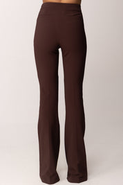 Elisabetta Franchi Pantaloni In Doppio Crêpe Stretch con Charm Logo PA16961E2 CACAO