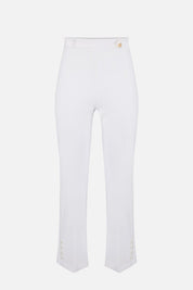 Elisabetta Franchi Pantaloni In Doppio Crêpe Stretch con Logo Charm PA16861E2 AVORIO