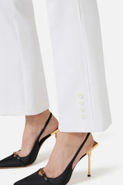 Elisabetta Franchi Pantaloni In Doppio Crêpe Stretch con Logo Charm PA16861E2 AVORIO