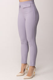 Elisabetta Franchi Pantaloni In Doppio Crêpe Stretch con Logo Ricamato PA17061E2 LILLA