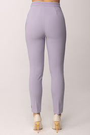 Elisabetta Franchi Pantaloni In Doppio Crêpe Stretch con Logo Ricamato PA17061E2 LILLA