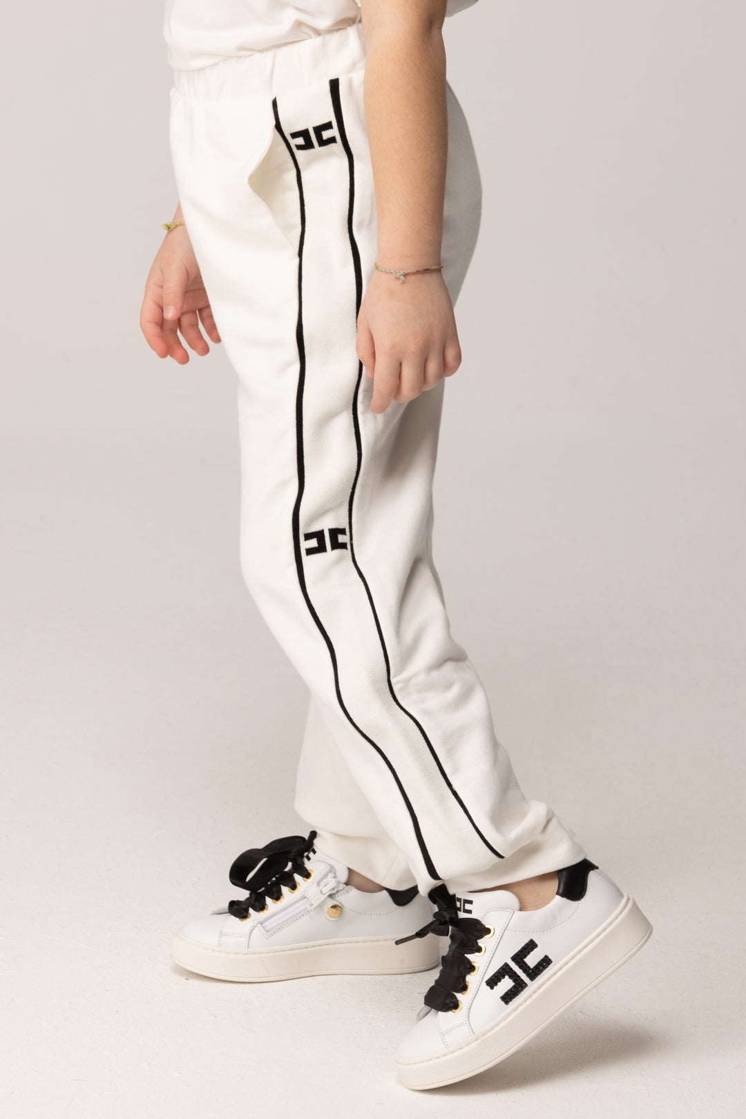 Elisabetta Franchi Bambina Pantaloni In Felpa con Bande Laterali Logate EFPA3160FF002.0275