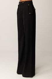 Elisabetta Franchi Pantaloni In Gabardina con Dettagli Utility PA11856E2 NERO