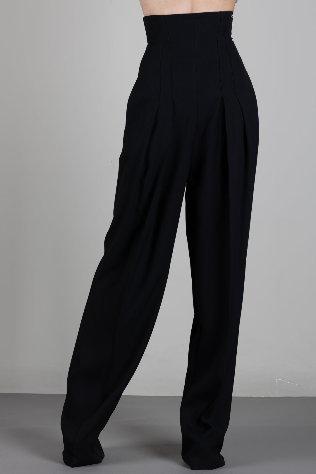 Elisabetta Franchi Pantaloni In Gabardina Fluida con Vita Bustier PA22267E2 NERO