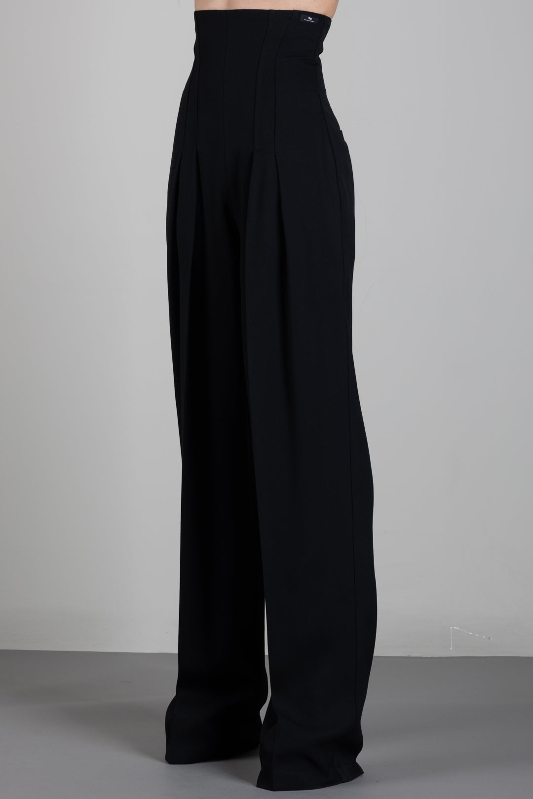 Elisabetta Franchi Pantaloni In Gabardina Fluida con Vita Bustier PA22267E2 NERO