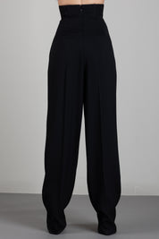 Elisabetta Franchi Pantaloni In Gabardina Fluida con Vita Bustier PA22267E2 NERO