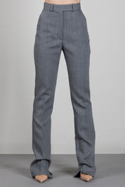 Elisabetta Franchi Pantaloni In Lana Vergine con Piega Stirata PA18667E2 GRIGIO MELANGE
