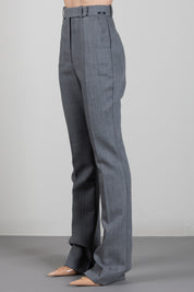 Elisabetta Franchi Pantaloni In Lana Vergine con Piega Stirata PA18667E2 GRIGIO MELANGE
