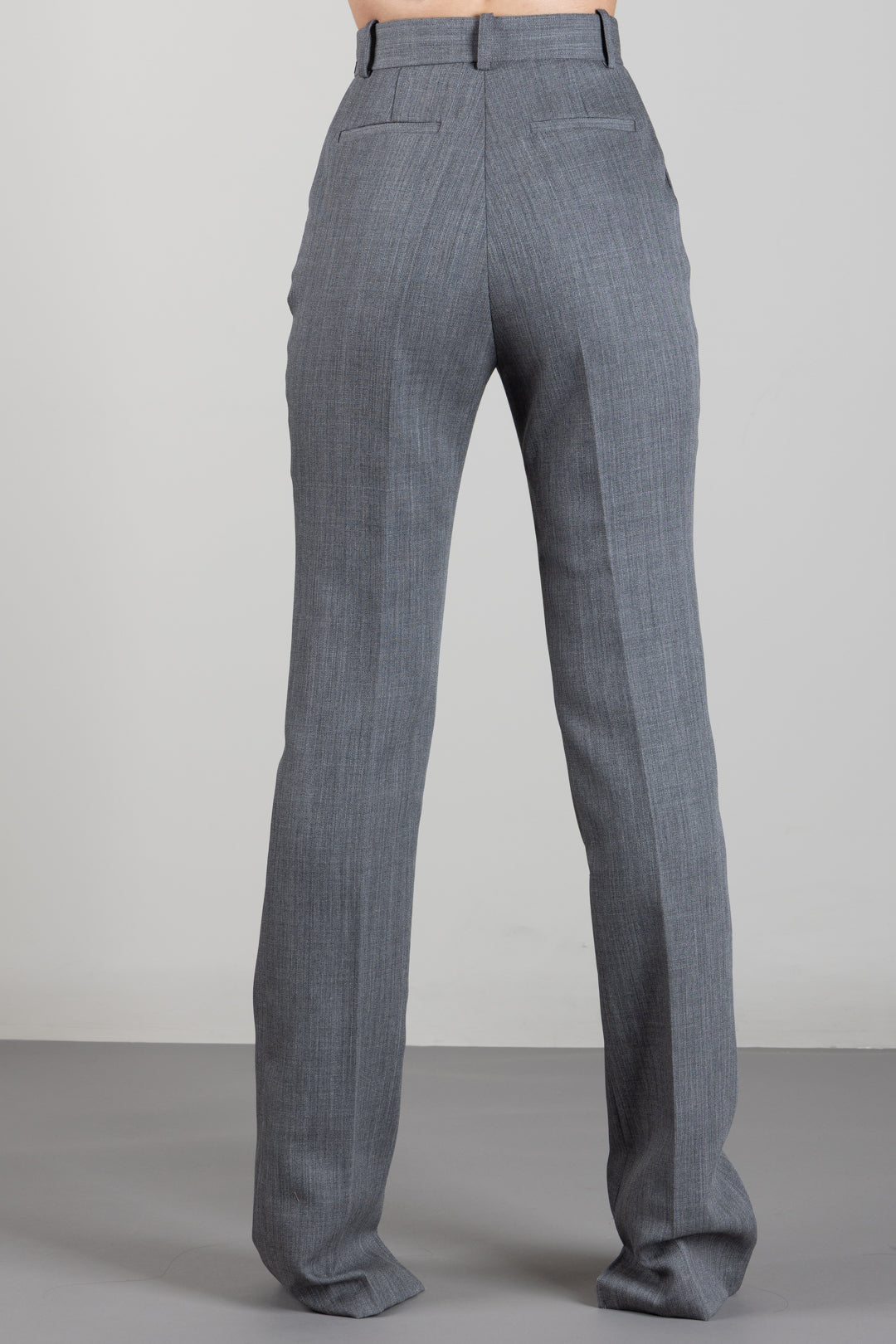 Elisabetta Franchi Pantaloni In Lana Vergine con Piega Stirata PA18667E2 GRIGIO MELANGE