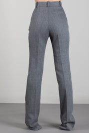 Elisabetta Franchi Pantaloni In Lana Vergine con Piega Stirata PA18667E2 GRIGIO MELANGE