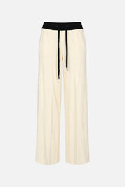 Elisabetta Franchi Pantaloni In Maglia con Bande Laterali KP75S66E2 BURRO/NERO