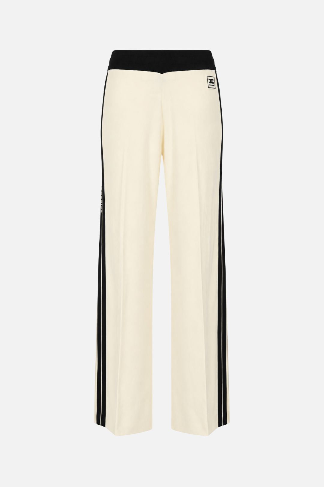 Elisabetta Franchi Pantaloni In Maglia con Bande Laterali KP75S66E2 BURRO/NERO