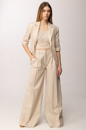 Twin-set Pantaloni In Misto Lino con Lurex 261AT2073 CASHEW LUREX