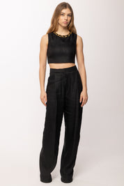 Elisabetta Franchi Pantaloni In Misto Lino PA17962E2 NERO