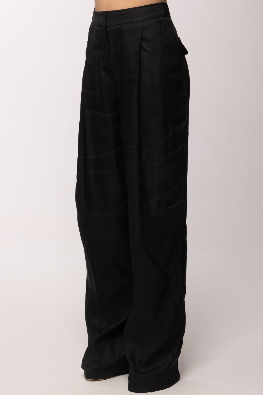 Elisabetta Franchi Pantaloni In Misto Lino PA17962E2 NERO
