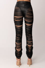 Elisabetta Franchi Pantaloni In Nappa con Frange PP01G63E2 NERO