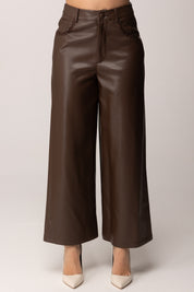 Meme Road Pantaloni In Pelle con Tasche Ricamate M8398P FONDENTE