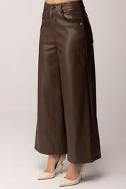 Meme Road Pantaloni In Pelle con Tasche Ricamate M8398P FONDENTE