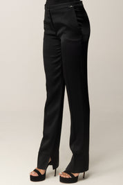 Elisabetta Franchi Pantaloni In Raso con Spacchetti PA13057E2 NERO