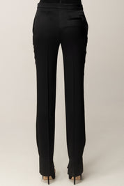 Elisabetta Franchi Pantaloni In Raso con Spacchetti PA13057E2 NERO