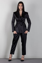 Elisabetta Franchi Pantaloni In Raso Stretch con Pinces PA20366E2 NERO