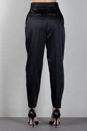 Elisabetta Franchi Pantaloni In Raso Stretch con Pinces PA20366E2 NERO