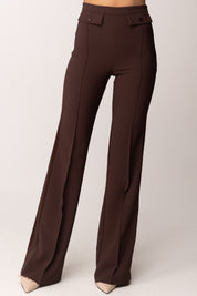 Elisabetta Franchi Pantaloni In Tessuto Leggeri Di Crêpe e Raso PA18362E2 CACAO