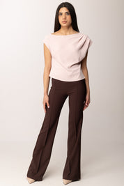 Elisabetta Franchi Pantaloni In Tessuto Leggeri Di Crêpe e Raso PA18362E2 CACAO