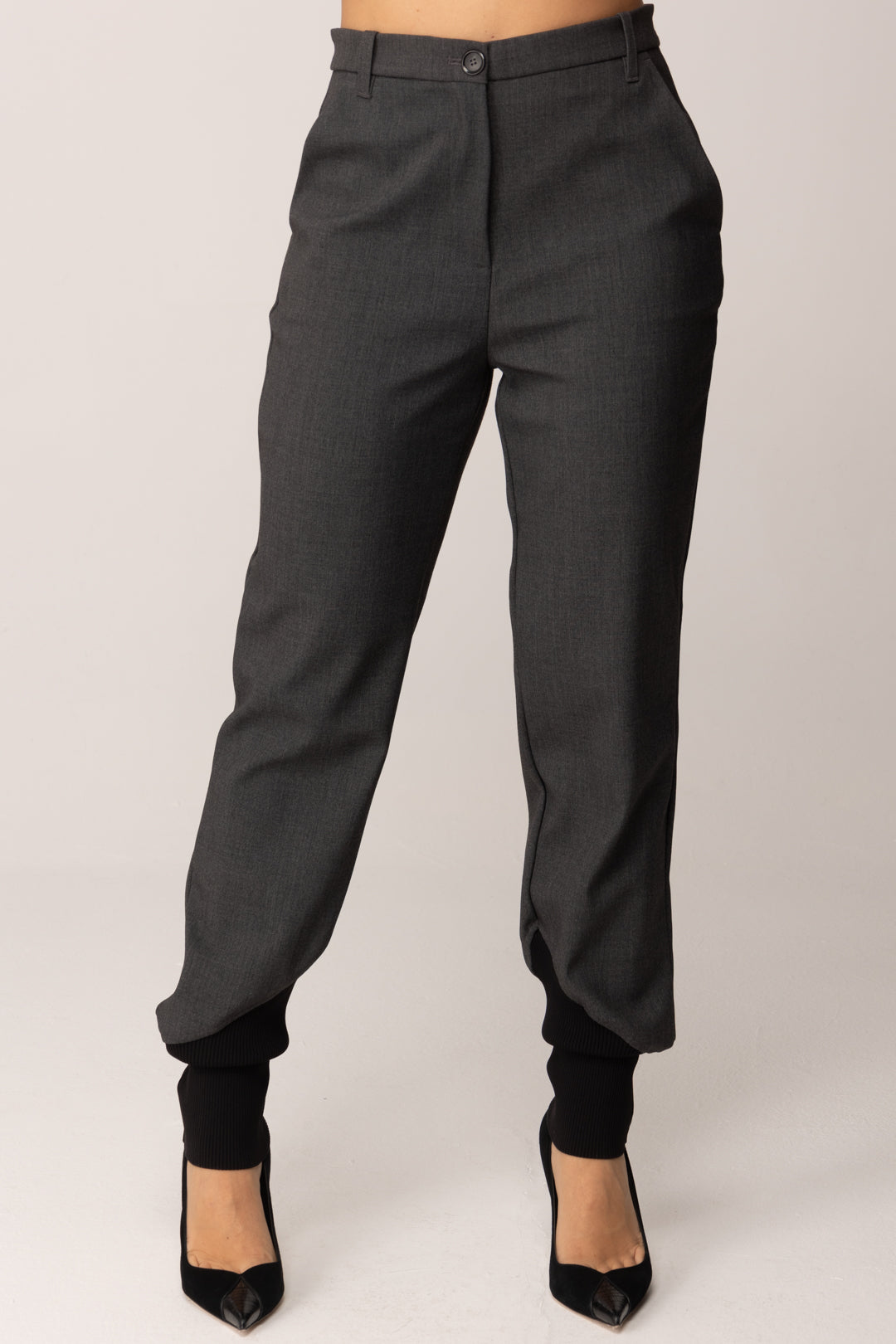 Pinko Pantaloni In Tessuto Tecnico con Fondo Elasticizzato GREY DARK