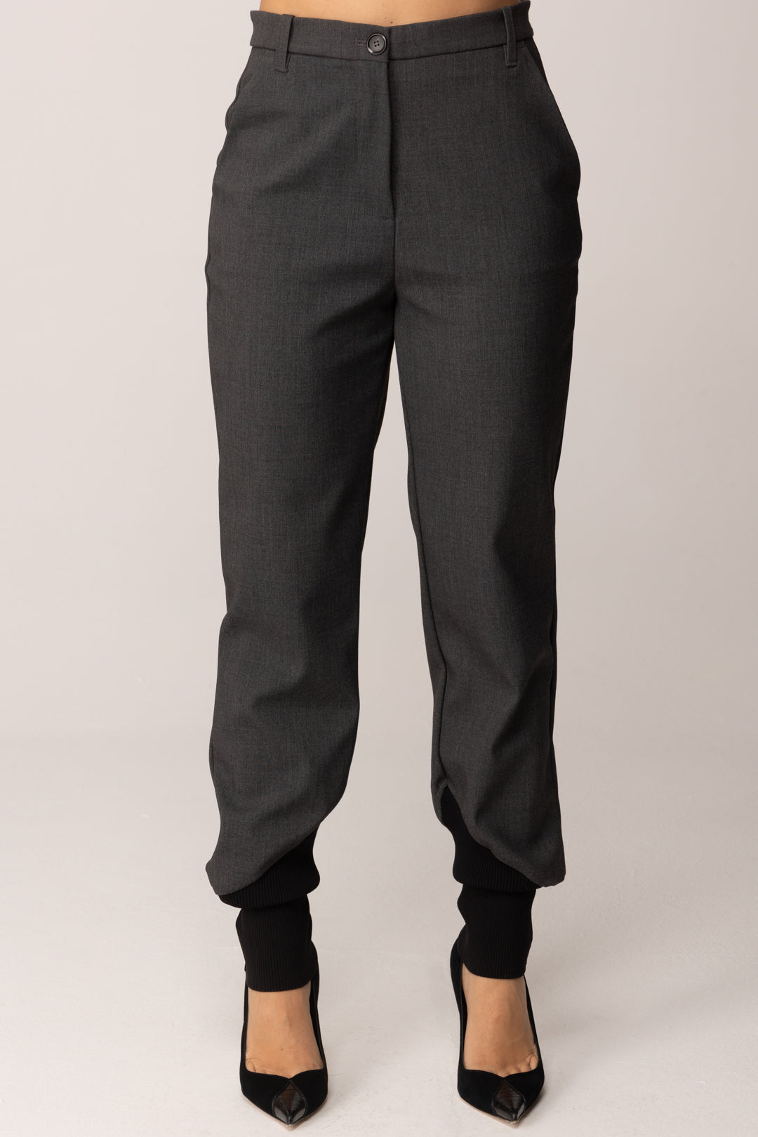 Pinko Pantaloni In Tessuto Tecnico con Fondo Elasticizzato GREY DARK