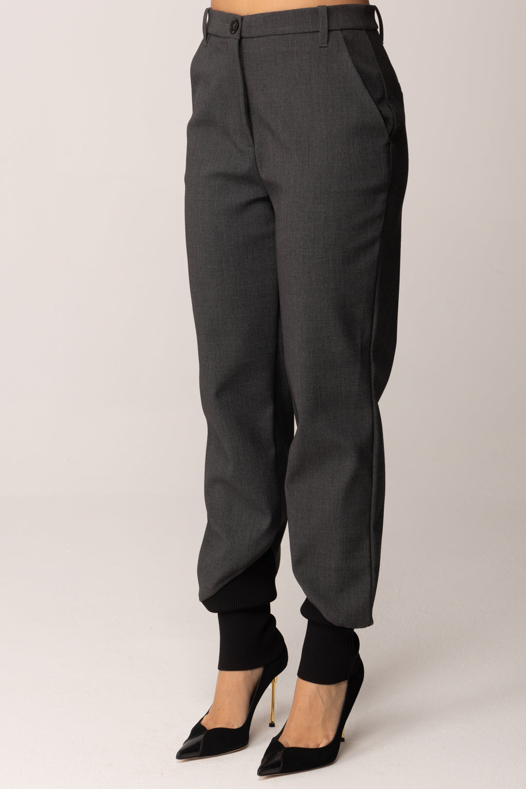 Pinko Pantaloni In Tessuto Tecnico con Fondo Elasticizzato GREY DARK