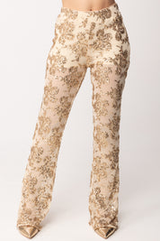 Twin-set Pantaloni In Tulle con Paillettes 261AT2141 CASHEW