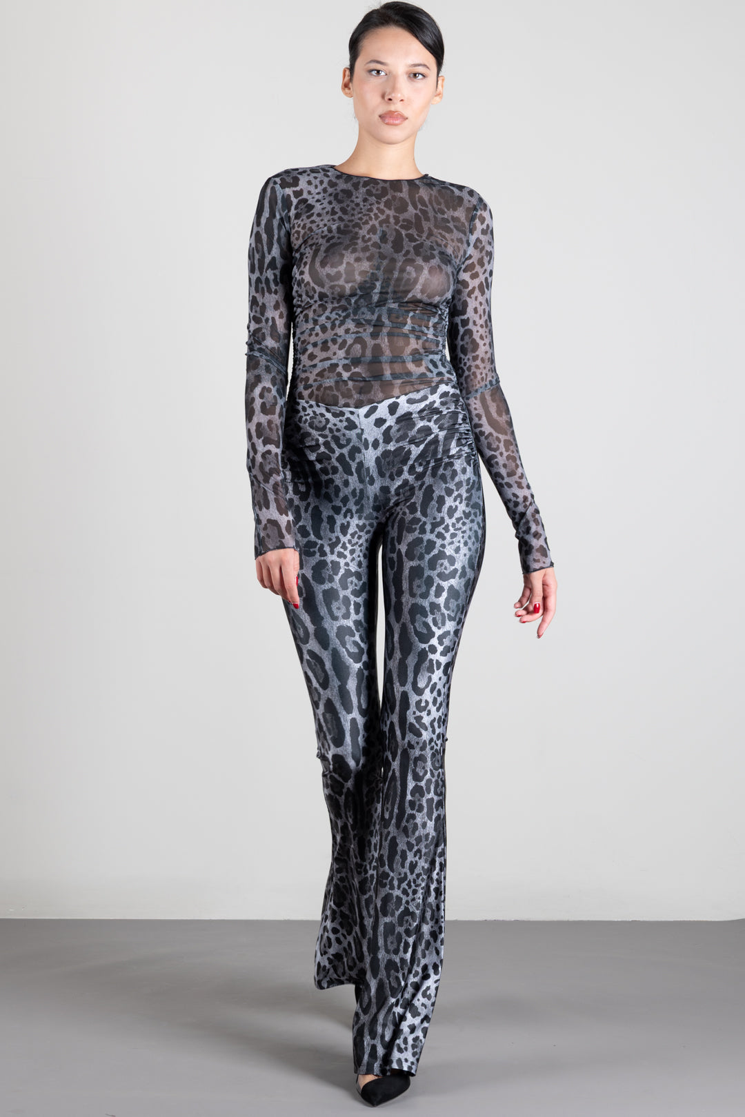 Aniye By Pantaloni Jodi Flared con Stampa Animalier 181187 GRAY LEO :AI26